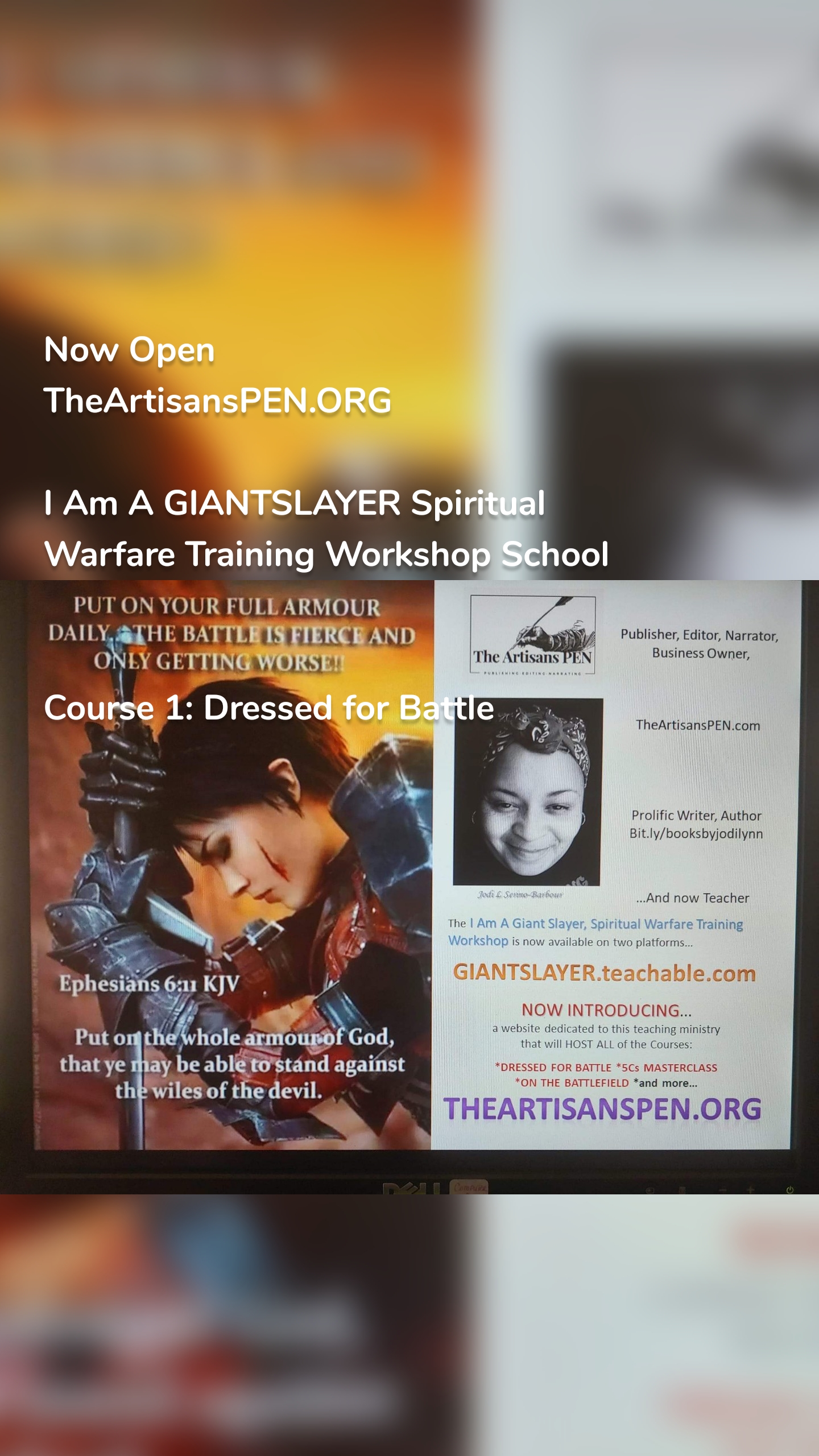 Now Open
TheArtisansPEN.ORG

I Am A GIANTSLAYER Spiritual Warfare Training Workshop School


Course 1: Dressed for Battle
